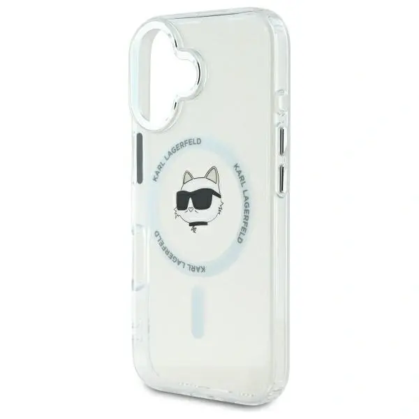 Karl Lagerfeld case for iPhone 16 Plus 6,7&quot; KLHMP16MHLSCHH white Hard IML Metal Choupette Head MagSafe 3666339318093