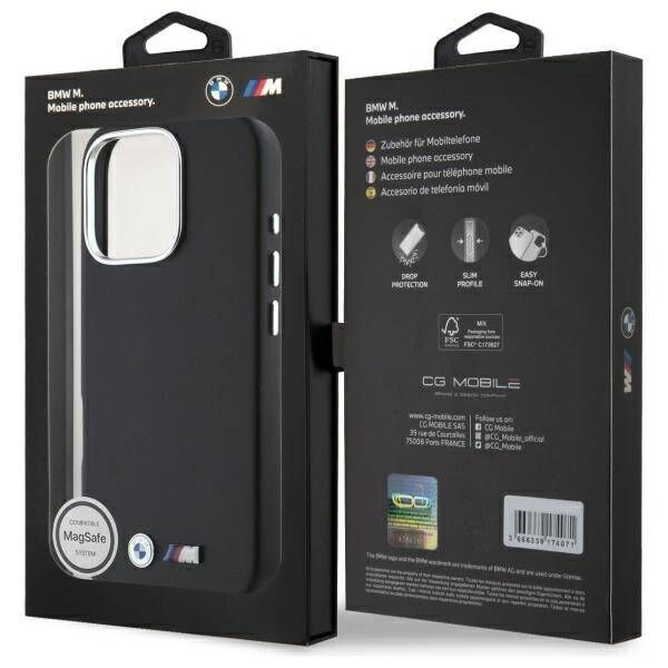 Original Case IPHONE 16 PRO BMW Hardcase M Smooth Full Wrapped Metal MagSafe (BMHMP16L23PMWK) black 3666339324582