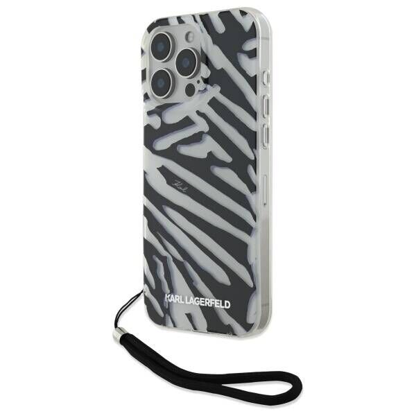 Karl Lagerfeld case for iPhone 16 Pro 6,3&quot; KLHCP16LHZBPKCCK black Hard IML Zebra Pattern & Cord 3666339320300