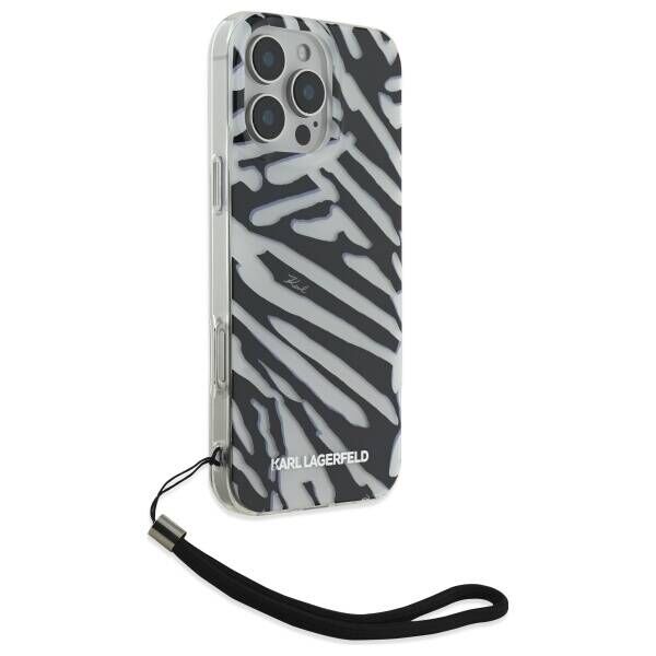 Karl Lagerfeld case for iPhone 16 Pro 6,3&quot; KLHCP16LHZBPKCCK black Hard IML Zebra Pattern & Cord 3666339320300