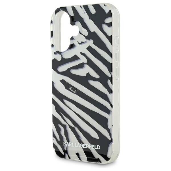 Karl Lagerfeld case for iPhone 16 6,1&quot; KLHCP16SHZBPKCCK black Hard IML Zebra Pattern & Cord 3666339320287