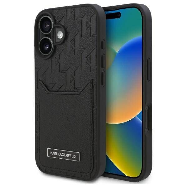 Karl Lagerfeld case for iPhone 16 6,1&quot; KLHCP16SPGKHPRPK black Hard Cardslots Monogram 3666339319243