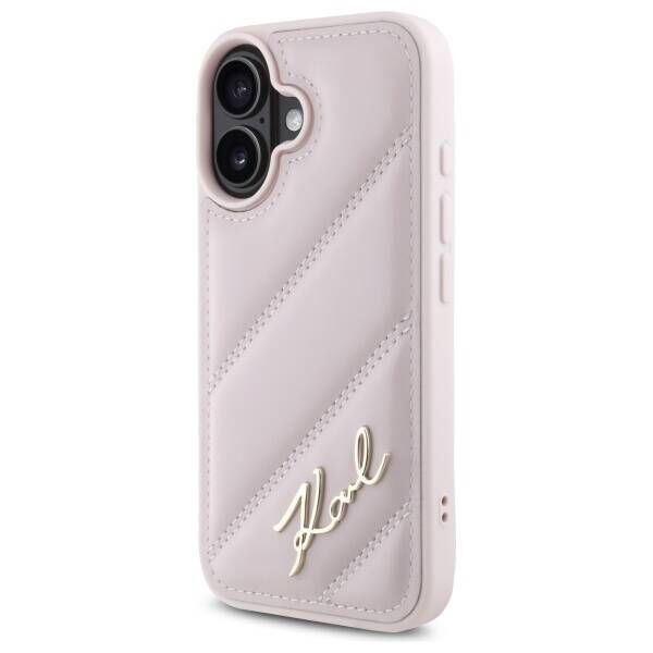 Karl Lagerfeld case for iPhone 16 6,1&quot; KLHCP16SPQDSMGP pink Hard Quilted Signature 3666339317805