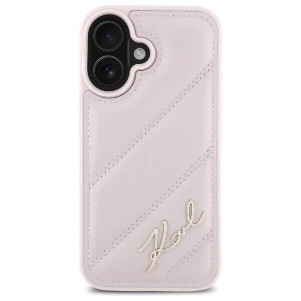 Karl Lagerfeld case for iPhone 16 6,1&quot; KLHCP16SPQDSMGP pink Hard Quilted Signature 3666339317805
