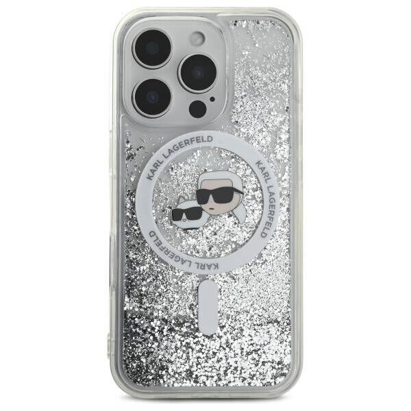Karl Lagerfeld case for iPhone 16 Pro 6,3&quot; KLHMP16LLGKCSGH transparent Hard Liquid Glitter Karl&Choupette Head MagSafe 3666339319144
