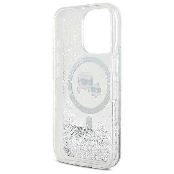 Karl Lagerfeld case for iPhone 16 Pro 6,3&quot; KLHMP16LLGKCSGH transparent Hard Liquid Glitter Karl&Choupette Head MagSafe 3666339319144