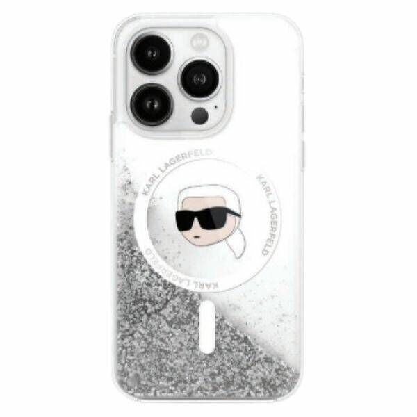 Karl Lagerfeld case for iPhone 16 Pro 6,3&quot; KLHMP16LLGKISGH transparent Hard Liquid Glitter Karl Head MagSafe 3666339319182