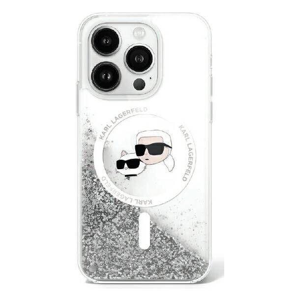Karl Lagerfeld case for iPhone 16 6,1&quot; KLHMP16SLGKCSGH transparent Hard Liquid Glitter Karl&Choupette Head MagSafe 3666339319120
