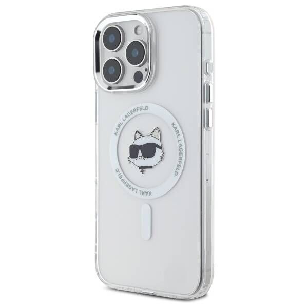 Karl Lagerfeld case for iPhone 16 Pro Max 6,9&quot; KLHMP16XHLSCHH white Hard IML Metal Choupette Head MagSafe 3666339318116