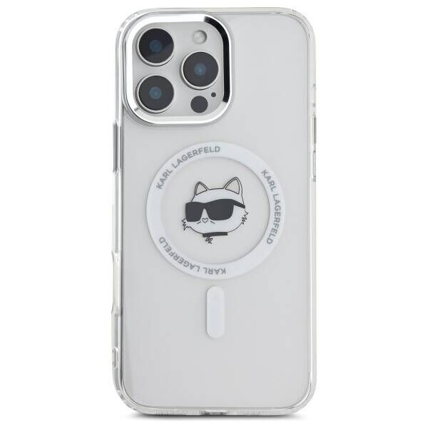 Karl Lagerfeld case for iPhone 16 Pro Max 6,9&quot; KLHMP16XHLSCHH white Hard IML Metal Choupette Head MagSafe 3666339318116