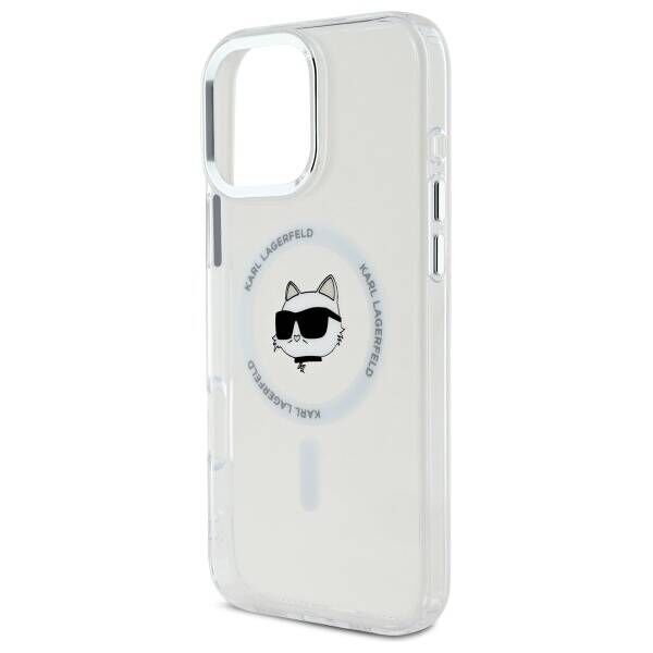 Karl Lagerfeld case for iPhone 16 Pro Max 6,9&quot; KLHMP16XHLSCHH white Hard IML Metal Choupette Head MagSafe 3666339318116