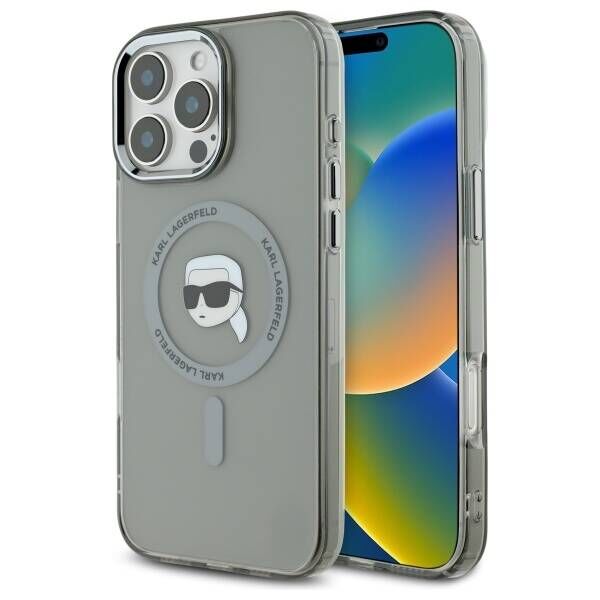 Karl Lagerfeld case for iPhone 16 Pro Max 6,9&quot; KLHMP16XHLSKIK black Hard IML Metal Karl Head MagSafe 3666339318192