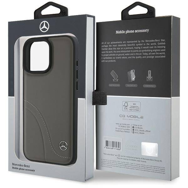 Mercedes case for iPhone 16 Pro Max 6,9&quot; MEHCP16X23RBCSB Hardcase MB Curved Stitches Leather brown 3666339312459