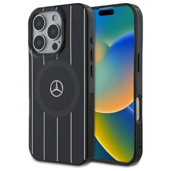 Mercedes case for iPhone 16 Pro 6,3&quot; MEHMP16L23HRSK Hardcase MB Double Layer Crossed Lines MagSafe black 3666339326661