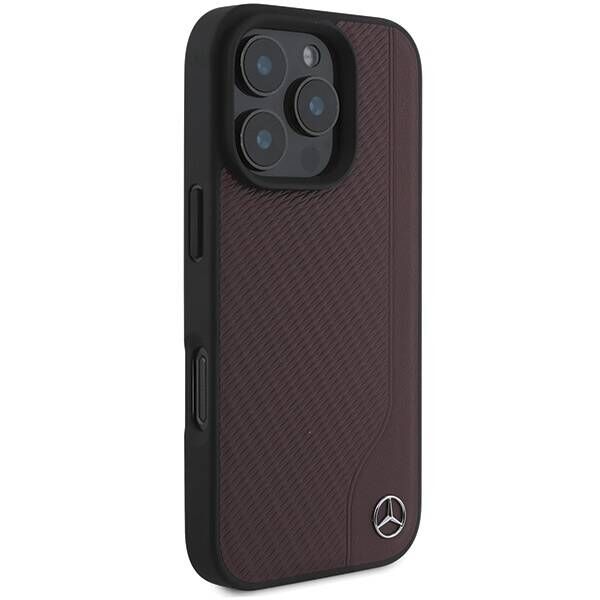 Mercedes case for iPhone 16 Pro 6,3&quot; MEHMP16L23RBGVR Hardcase MB Wood Imitation Leather MagSafe red 3666339312282