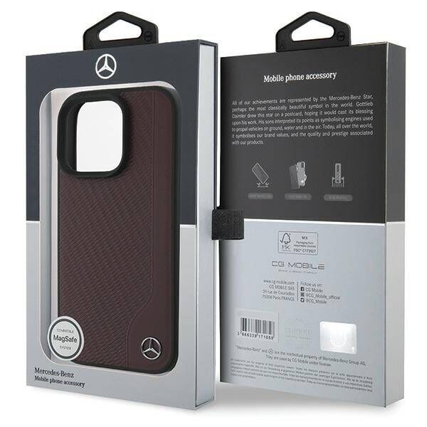 Mercedes case for iPhone 16 Pro Max 6,9&quot; MEHMP16X23RBGVR Hardcase MB Wood Imitation Leather MagSafe red 3666339312299