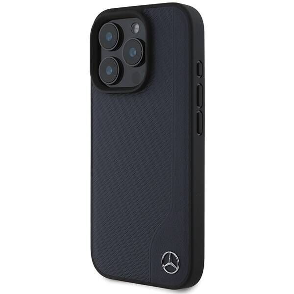 Mercedes case for iPhone 16 Pro Max 6,9&quot; MEHMP16X23RBGVV Hardcase MB Wood Imitation Leather MagSafe navy blue 3666339312251