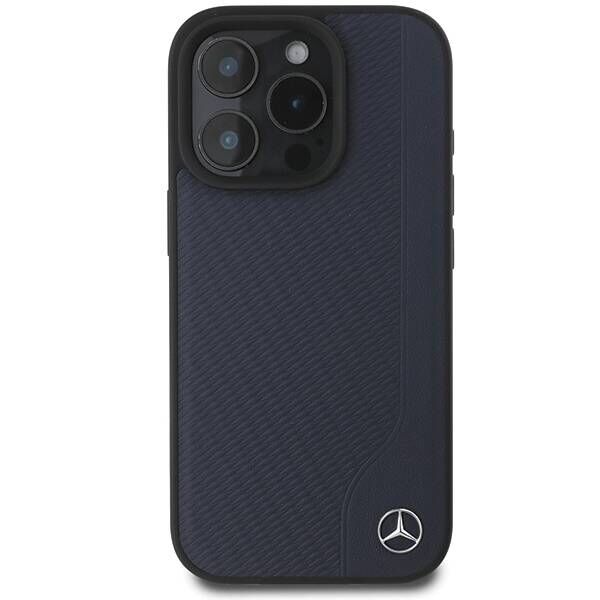 Mercedes case for iPhone 16 Pro Max 6,9&quot; MEHMP16X23RBGVV Hardcase MB Wood Imitation Leather MagSafe navy blue 3666339312251