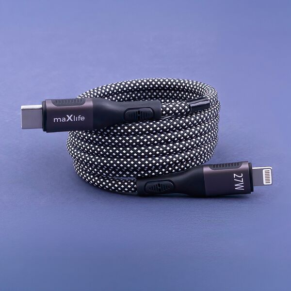 Maxlife MXUC-11 magnetic cable USB-C - Lightning 1,0 m 27W black nylon 5907457795969