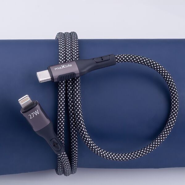 Maxlife MXUC-11 magnetic cable USB-C - Lightning 1,0 m 27W black nylon 5907457795969