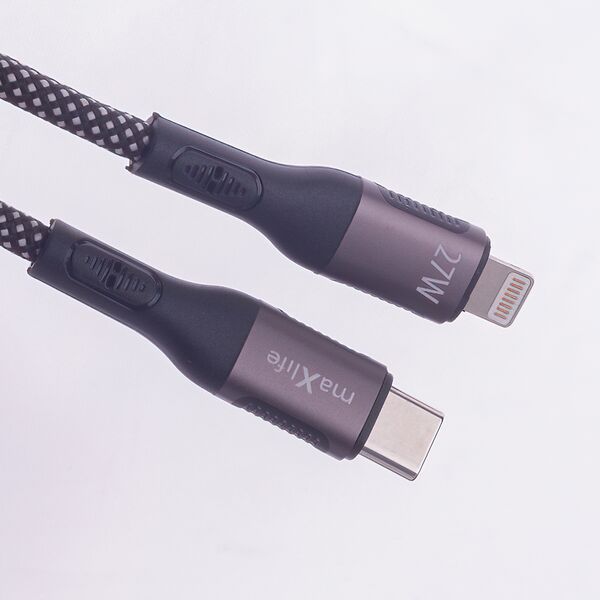 Maxlife MXUC-11 magnetic cable USB-C - Lightning 1,0 m 27W black nylon 5907457795969
