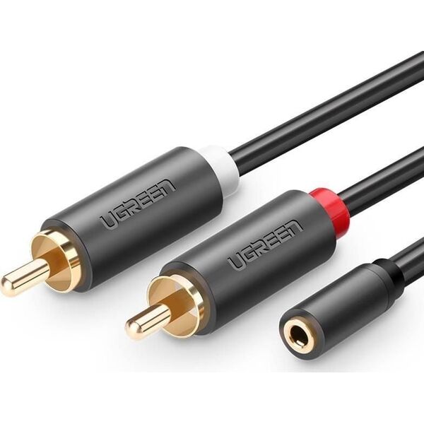 Kabel Ugreen Jack 3.5mm - RCA (Cinch) x2 2m czarny (UGR510BLK)