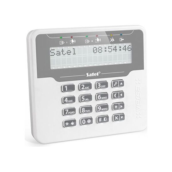 Satel Klawiatura obsługi systemu alarmowego LCD wersja M, biała obudowa, do systemu Versa (VERSA-LCDM-WH)