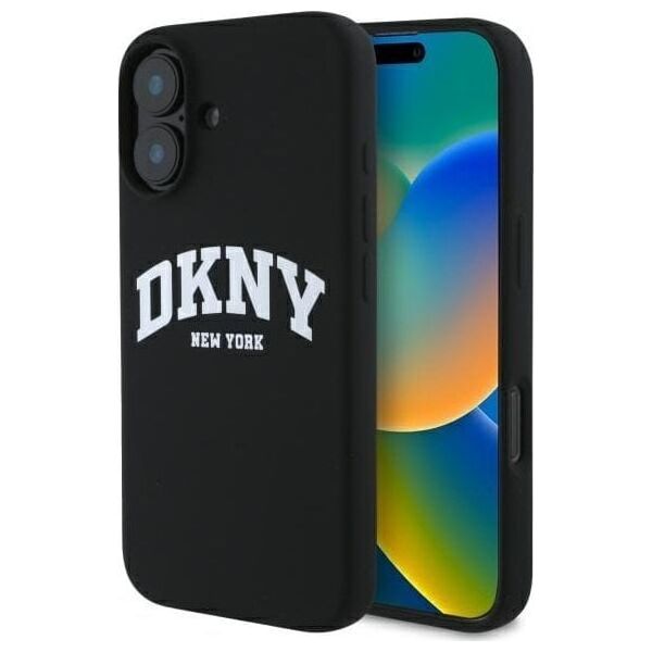 DKNY DKNY DKHMP16SSNYACH iPhone 16 6.1"        czarny/black hardcase Silicone White Printed Logo MagSafe