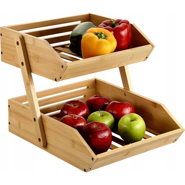 Kesper Organizer kuchenny z dwoma koszykami, bambus