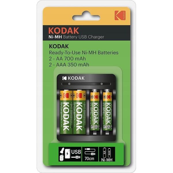Ładowarka Kodak Ładowarka Usb Kodak + 2x Akumulator Aa 750mah + 2x Aaa 300 Mah