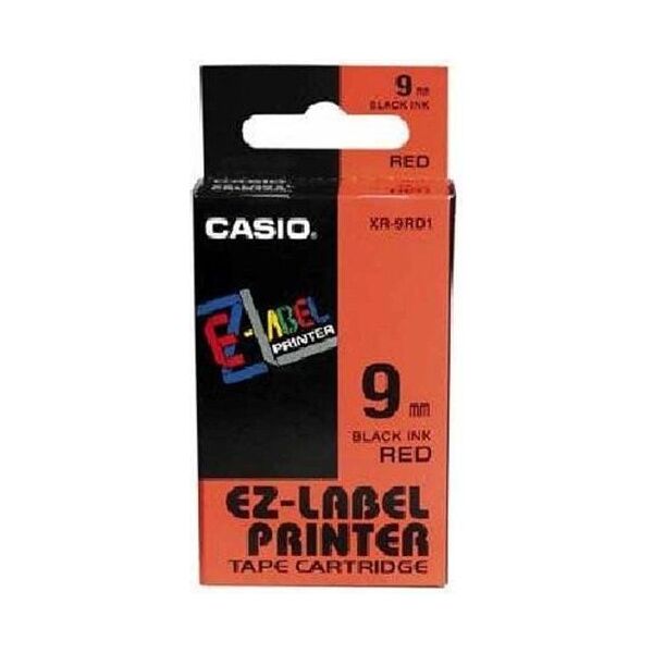 Casio Taśma XR-9RD1, czarny druk/czerwony podkład, nielaminowany, 8m, 9mm