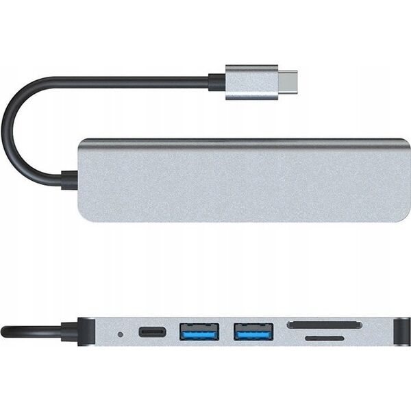 HUB USB Bounn Hub 6w1 USB-C HDMI 4K30hz USB C USB3.0 USB2.0 + SD/TF