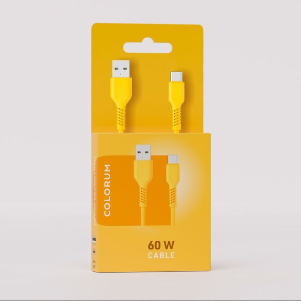COLORUM cable USB-A - USB-C 1,8m 3A CK60-AC-05 xYellow 5907457718548