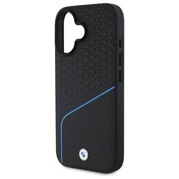 Original Case IPHONE 16 BMW Hardcase Signature Leather Textured & Line MagSafe (BMHMP16S23RDCLK) black 3666339323288