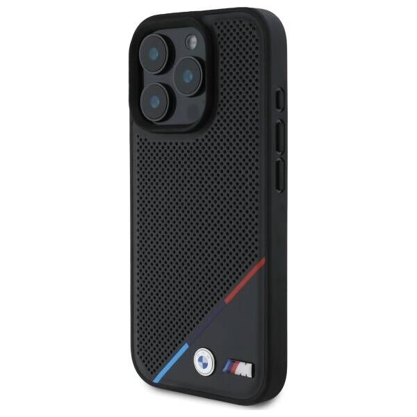 Original Case IPHONE 16 PRO MAX BMW Hardcase M Perforated Tricolor Line MagSafe (BMHMP16X23PUPDK) black 3666339323875