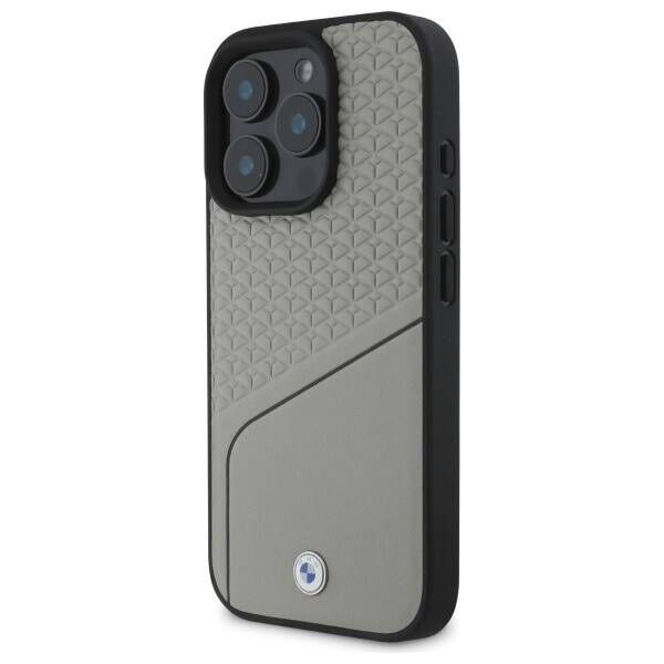 Original Case IPHONE 16 PRO MAX BMW Hardcase Signature Leather Textured & Line MagSafe (BMHMP16X23RDCLG) gray 3666339323356