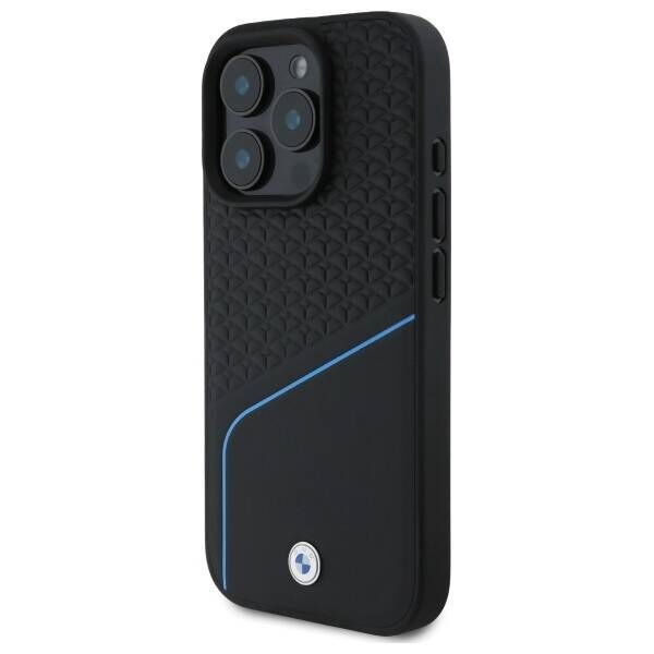 Original Case IPHONE 16 PRO MAX BMW Hardcase Signature Leather Textured & Line MagSafe (BMHMP16X23RDCLK) black 3666339323318