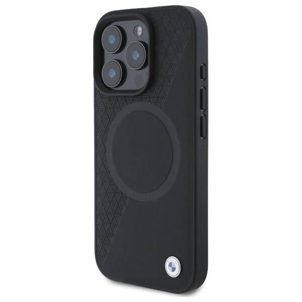 Original Case IPHONE 16 PRO MAX BMW Hardcase Signature Leather Half Textured & Circle MagSafe (BMHMP16X23RTPK) black 3666339323431