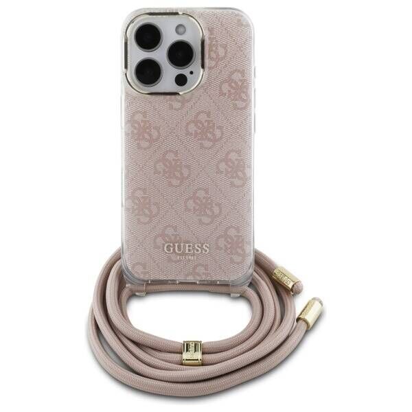 Original Case IPHONE 16 PRO Guess Hardcase Crossbody Cord 4G Print (GUHCP16LHC4SEP) pink 3666339344399