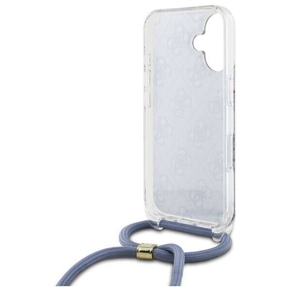 Original Case IPHONE 16 Guess Hardcase Crossbody Cord 4G Print (GUHCP16SHC4SEB) blue 3666339344337
