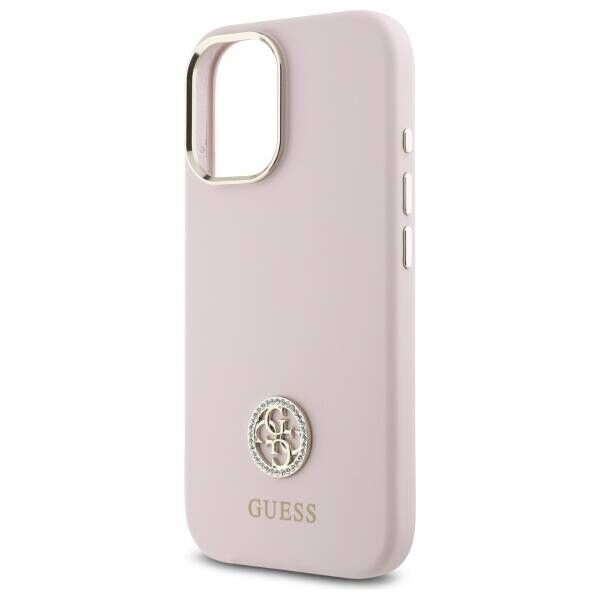 Original Case IPHONE 16 Guess Hardcase Silicone Logo Strass 4G (GUHCP16SM4DGPP) light pink 3666339328887