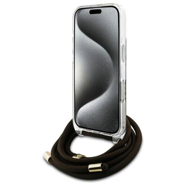 Original Case IPHONE 16 PRO MAX Guess Hardcase Crossbody Cord 4G Print (GUHCP16XHC4SEW) brown 3666339345198