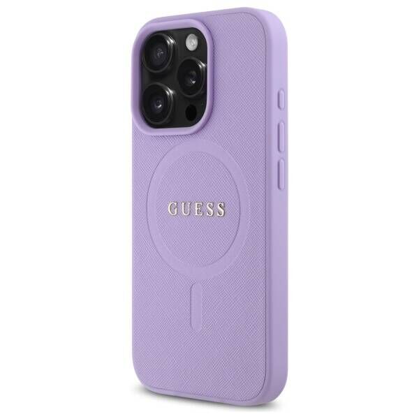 Original Case IPHONE 16 PRO Guess Hardcase Saffiano MagSafe (GUHMP16LPSAHMCU) purple 3666339346287