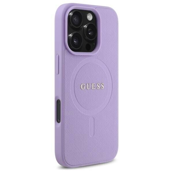 Original Case IPHONE 16 PRO Guess Hardcase Saffiano MagSafe (GUHMP16LPSAHMCU) purple 3666339346287
