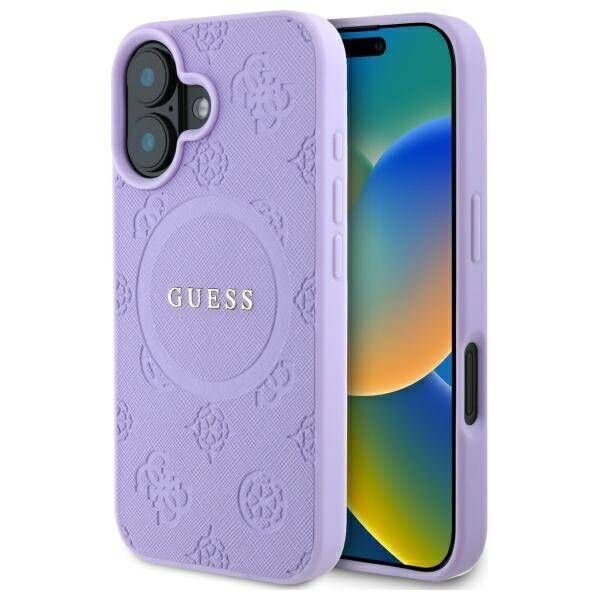Original Case IPHONE 16 PLUS Guess Hardcase Saffiano Peony Classic Logo MagSafe (GUHMP16MPSAPSMEU) purple 3666339328252