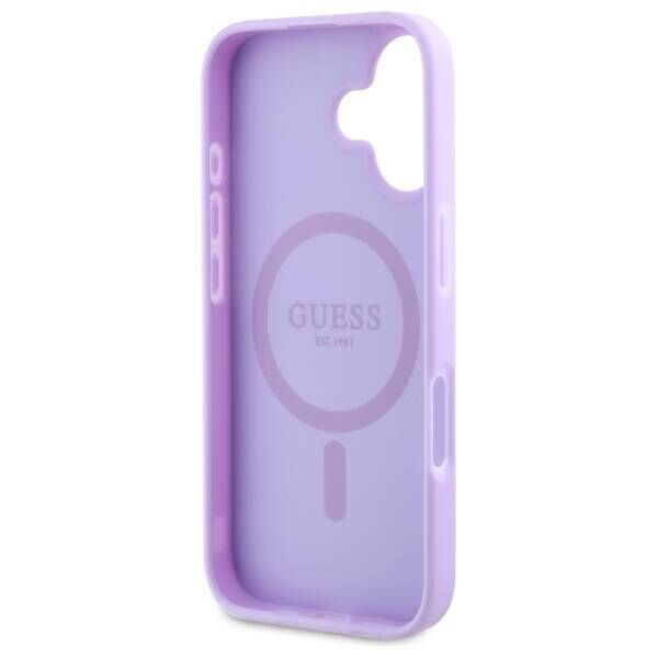 Original Case IPHONE 16 PLUS Guess Hardcase Saffiano Peony Classic Logo MagSafe (GUHMP16MPSAPSMEU) purple 3666339328252