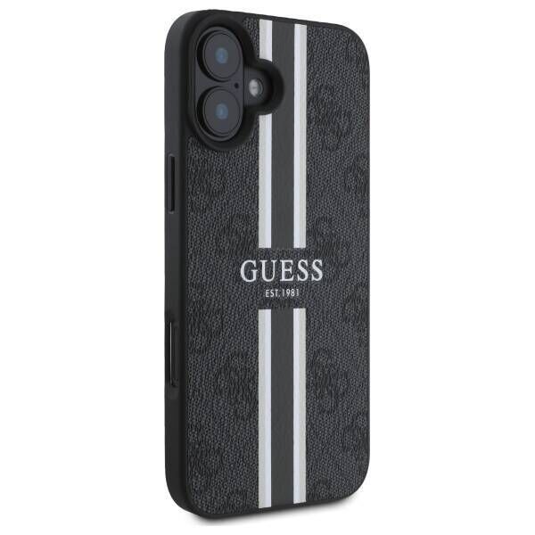 Original Case IPHONE 16 Guess Hardcase 4G Printed Stripes MagSafe (GUHMP16SP4RPSK) black 3666339342081
