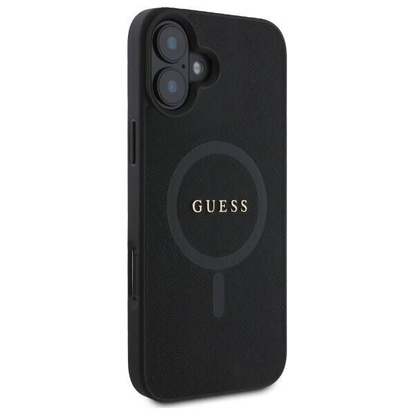 Original Case IPHONE 16 Guess Hardcase Saffiano Classic Logo MagSafe (GUHMP16SPSAHMCK) black 3666339342401