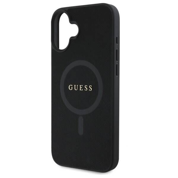 Original Case IPHONE 16 Guess Hardcase Saffiano Classic Logo MagSafe (GUHMP16SPSAHMCK) black 3666339342401
