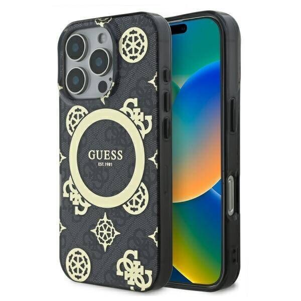 Original Case IPHONE 16 PRO MAX Guess Hardcase IML Peony On 4G Background MagSafe (GUHMP16XH4PYEEK) black 3666339299934